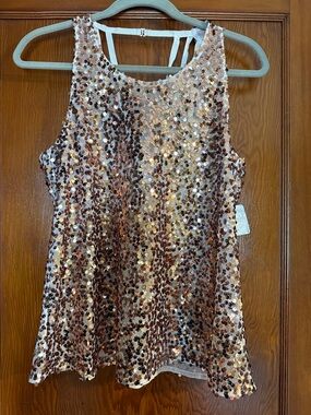 Free People Rose Gold Sequin Tank Top